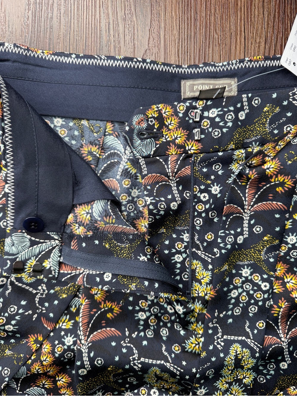 J.Crew Point Sur Jungle Print Crepe Belted Wide Leg Pants - Picture 7 of 13